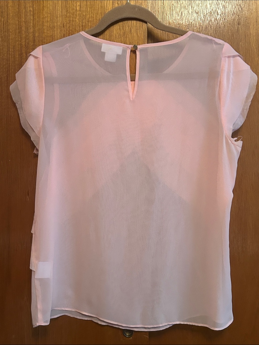 Liz Claiborne Soft Pink Layered Chiffon Blouse - Picture 6 of 7